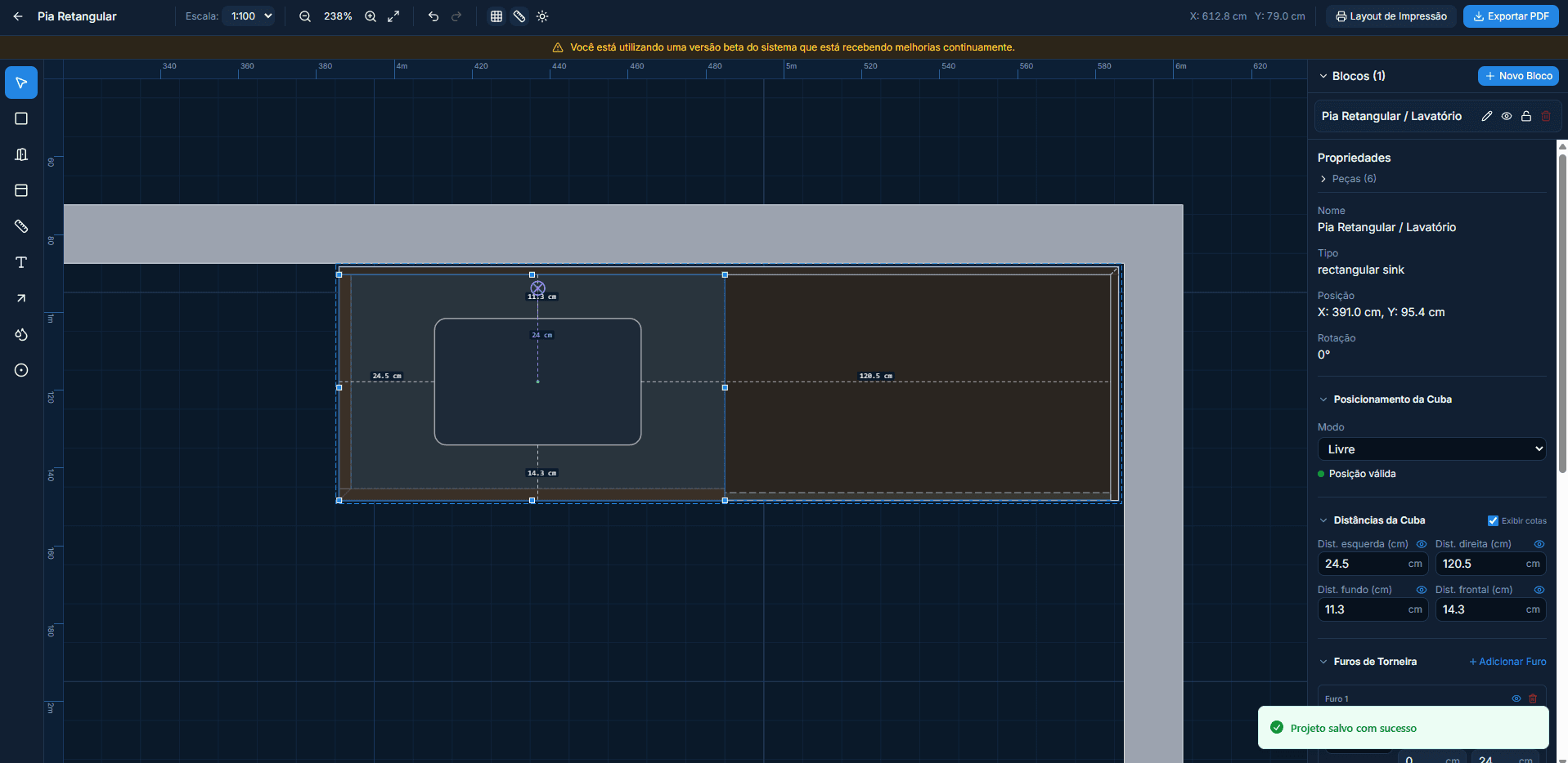Tela do editor visual de projetos do MarbleOX